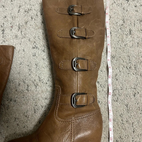 Franco Sarto brown wedge leather boots size 7.5 great used condition - Picture 4 of 9
